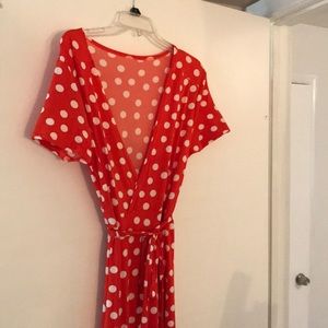 Orange polka dot maxi dress